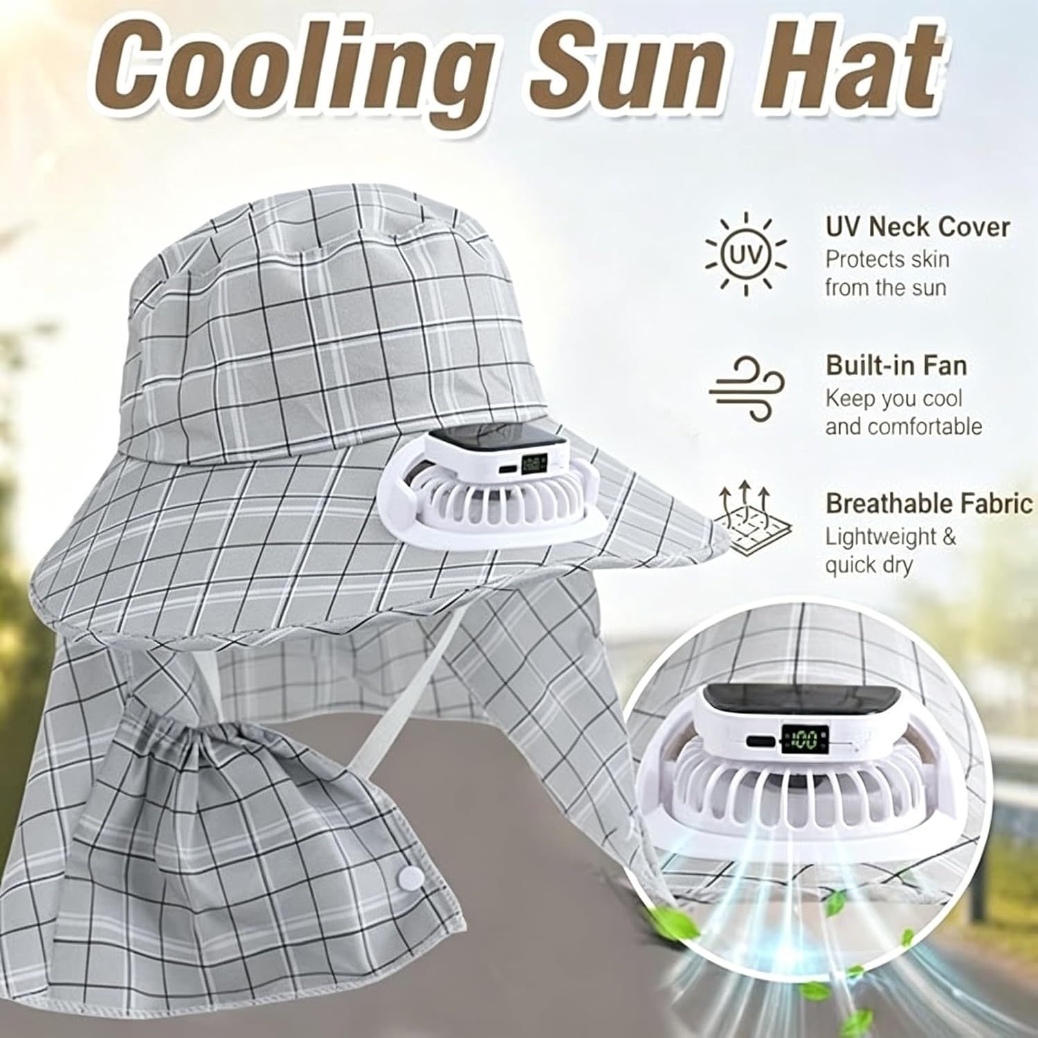 1PC Solar Power Neck Guard Fan - Fishing Hat 评论和价格